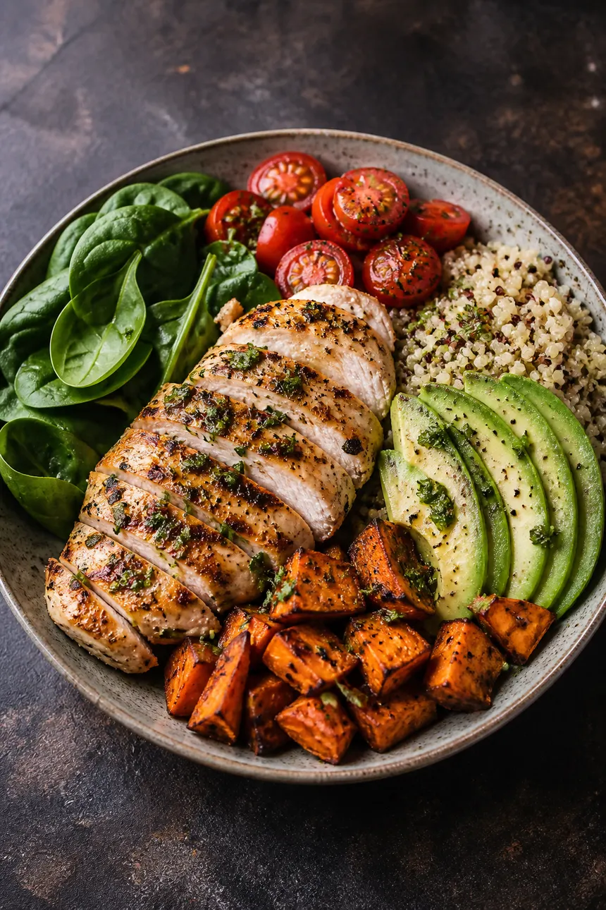 High-protein chicken power bowl